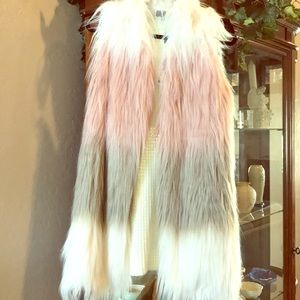 Faux fur long vest